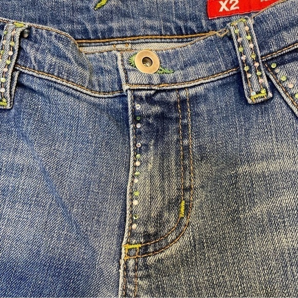X2 Denim Laboratory Ultra Low Rise Embellished Flare Jean, Size 30 - Picture 3 of 15